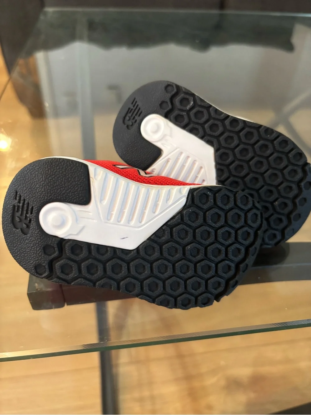 New Balance Kids Red Mesh Hook-and-Loop Sneakers